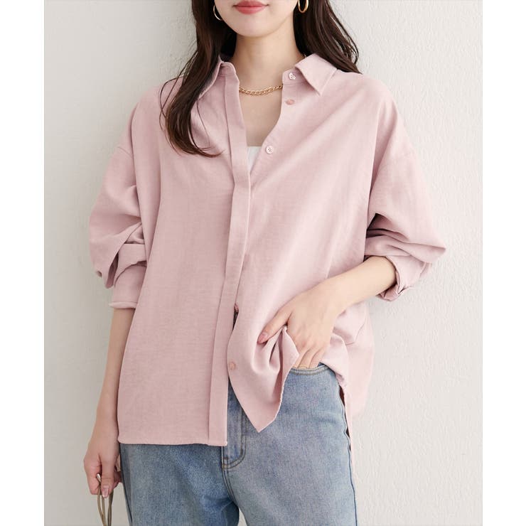 ピンク | 【natural couture】ピーチスキンオーバーサイズシャツ | NICE CLAUP / OLIVE des OLIVE　OUTLET
