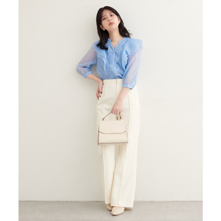 【natural couture】ラッフルフリルキーネック7分袖ブラウス | NICE CLAUP / OLIVE des OLIVE　OUTLET | 詳細画像2 