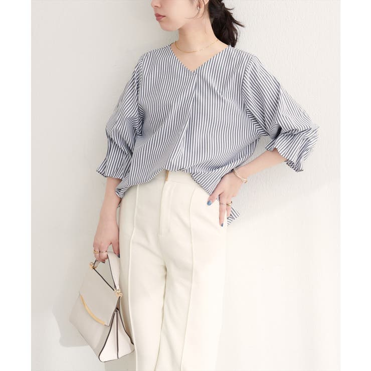 【natural couture】麻レーヨンタック袖ブラウス | NICE CLAUP / OLIVE des OLIVE　OUTLET | 詳細画像3 