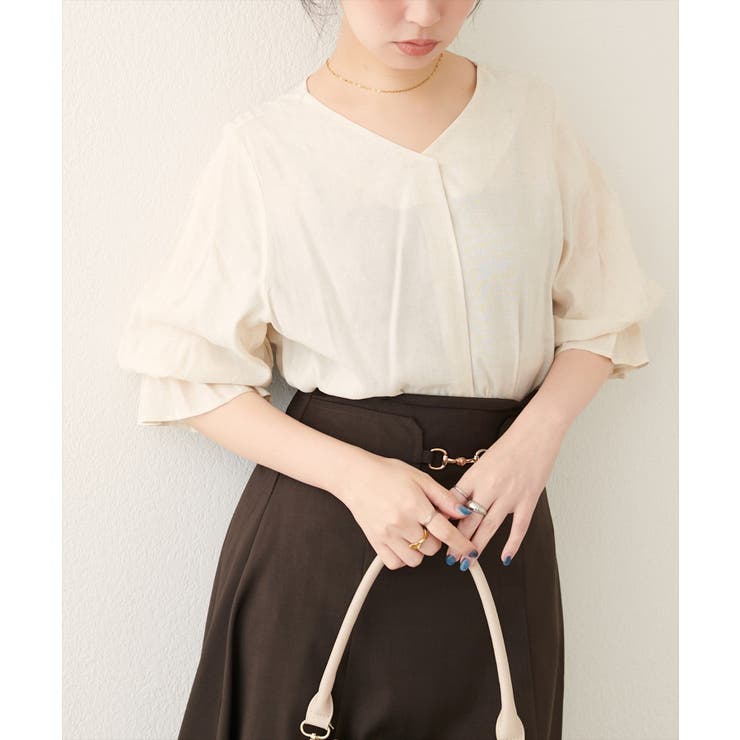 【natural couture】麻レーヨンタック袖ブラウス | NICE CLAUP / OLIVE des OLIVE　OUTLET | 詳細画像8 