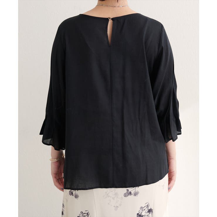 【natural couture】麻レーヨンタック袖ブラウス | NICE CLAUP / OLIVE des OLIVE　OUTLET | 詳細画像12 