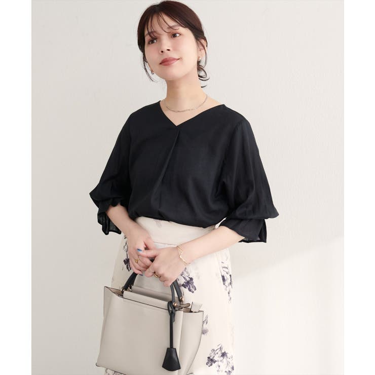 【natural couture】麻レーヨンタック袖ブラウス | NICE CLAUP / OLIVE des OLIVE　OUTLET | 詳細画像18 