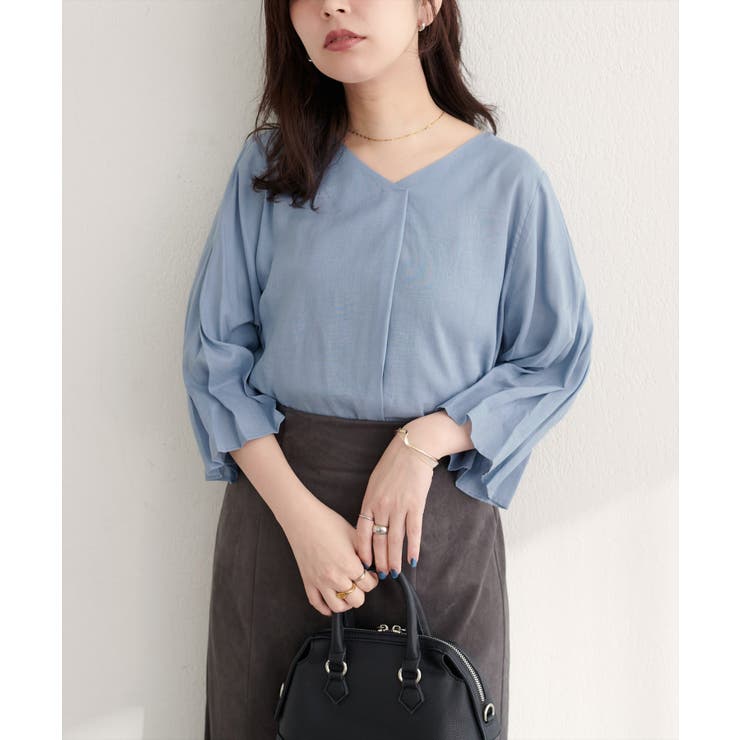 【natural couture】麻レーヨンタック袖ブラウス | NICE CLAUP / OLIVE des OLIVE　OUTLET | 詳細画像22 