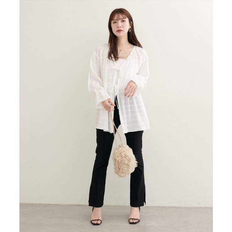 【natural couture】モールボーダーペプラムブラウス | NICE CLAUP / OLIVE des OLIVE　OUTLET | 詳細画像2 