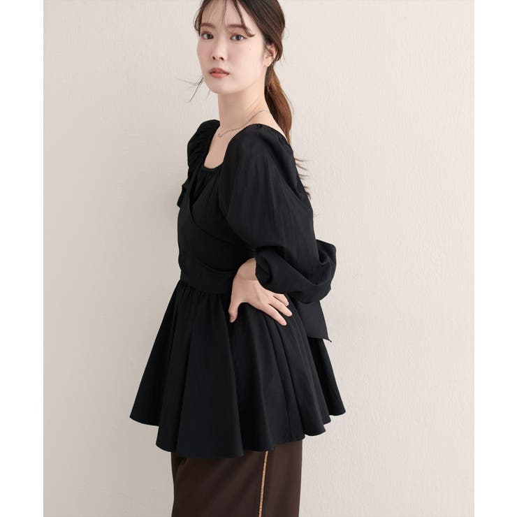 ブラック | マルチWAYカシュクールリボンブラウス | NICE CLAUP / OLIVE des OLIVE　OUTLET