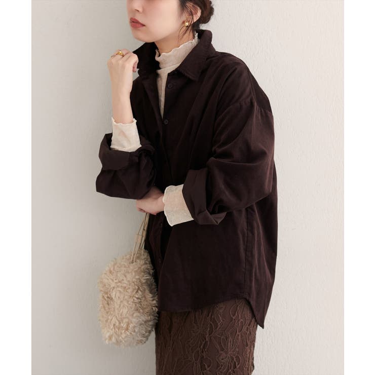 ブラウン | 【natural couture】コーデュロイオーバーサイズシャツ | NICE CLAUP / OLIVE des OLIVE　OUTLET