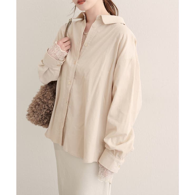 アイボリー | 【natural couture】コーデュロイオーバーサイズシャツ | NICE CLAUP / OLIVE des OLIVE　OUTLET