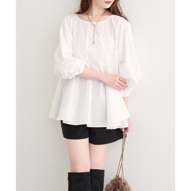 【natural couture】フレアヘムブラウス | NICE CLAUP / OLIVE des OLIVE　OUTLET | 詳細画像1 