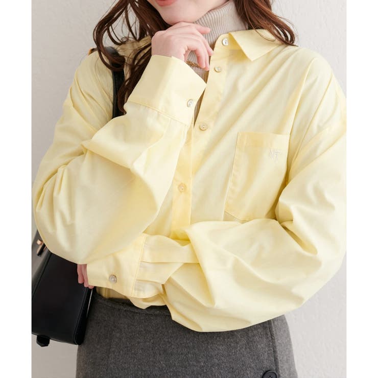 イエロー | 【natural couture】ポケット刺繍入りゆるシャツ | NICE CLAUP / OLIVE des OLIVE　OUTLET