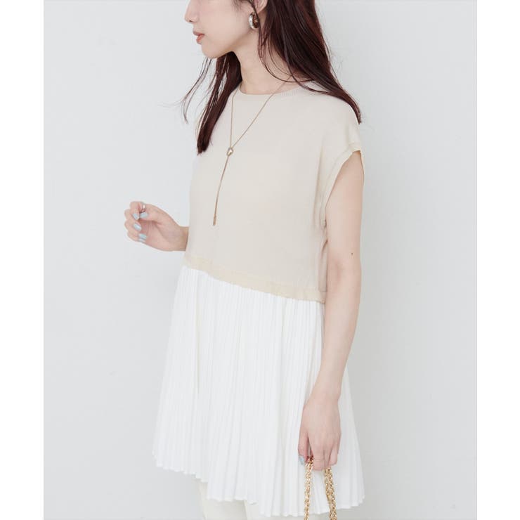 【natural couture】プリーツドッキングニット | NICE CLAUP / OLIVE des OLIVE　OUTLET | 詳細画像4 