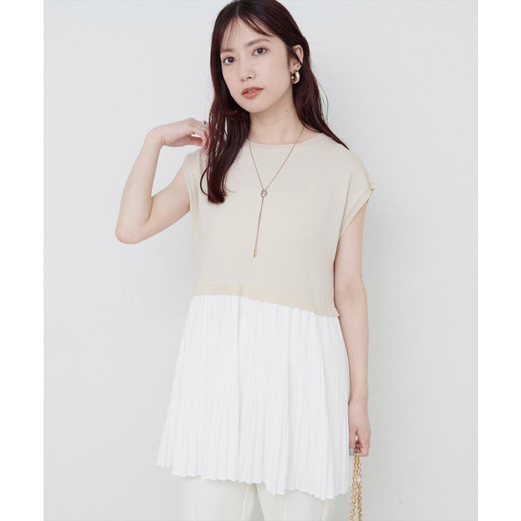オフ | 【natural couture】プリーツドッキングニット | NICE CLAUP / OLIVE des OLIVE　OUTLET