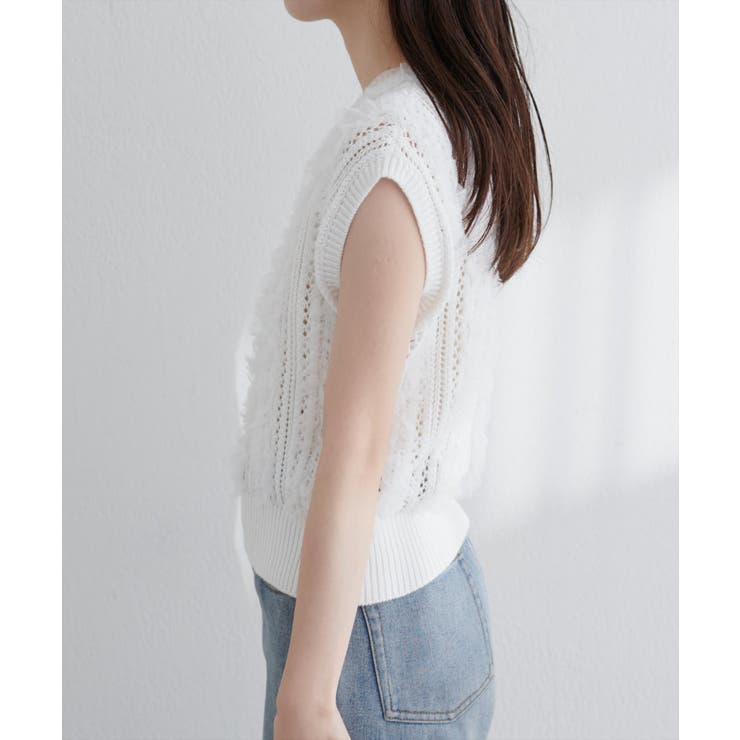 【natural couture】透かし柄×チュールノースリKT | NICE CLAUP / OLIVE des OLIVE　OUTLET | 詳細画像4 