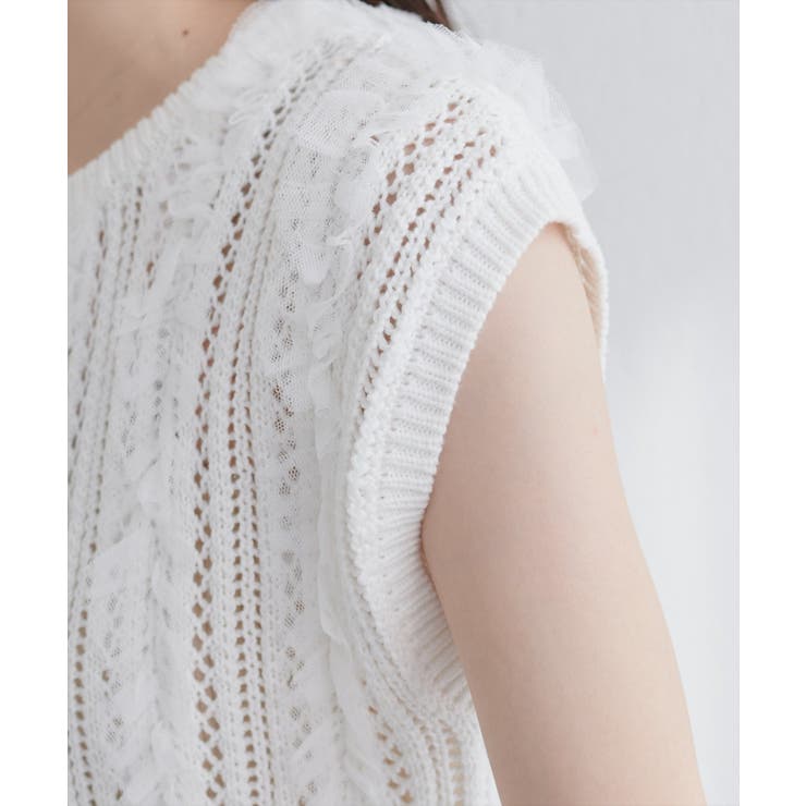 【natural couture】透かし柄×チュールノースリKT | NICE CLAUP / OLIVE des OLIVE　OUTLET | 詳細画像7 