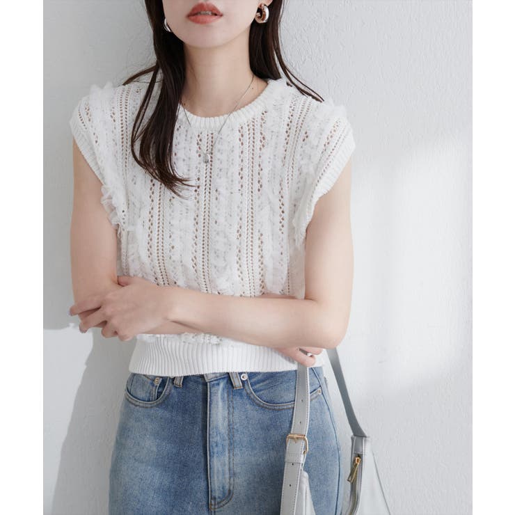 【natural couture】透かし柄×チュールノースリKT | NICE CLAUP / OLIVE des OLIVE　OUTLET | 詳細画像10 