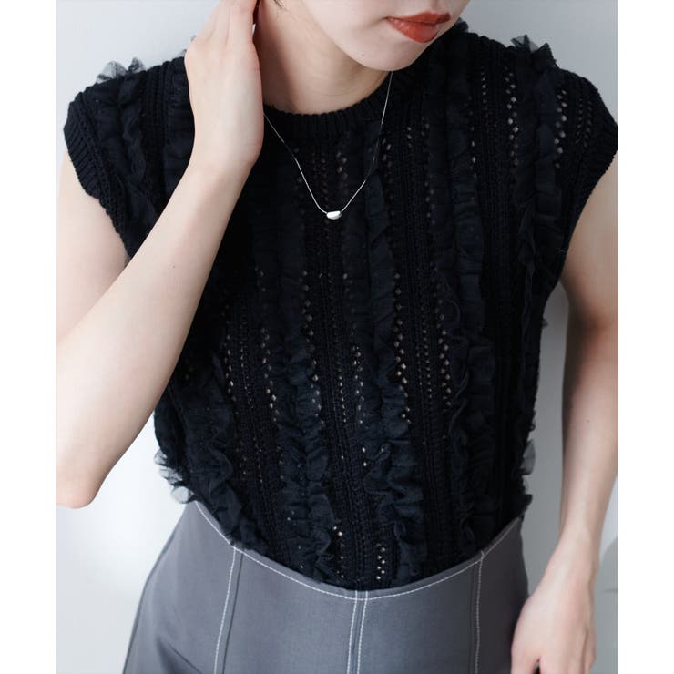 【natural couture】透かし柄×チュールノースリKT | NICE CLAUP / OLIVE des OLIVE　OUTLET | 詳細画像14 