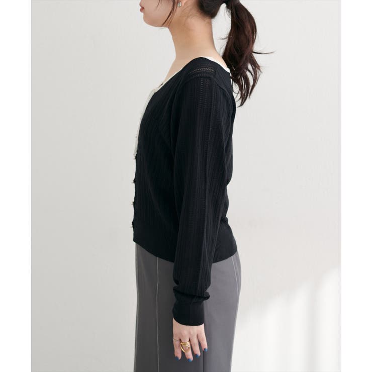 【natural couture】配色リボン透かし編みカーディガン | NICE CLAUP / OLIVE des OLIVE　OUTLET | 詳細画像9 