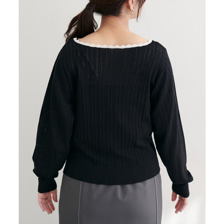 【natural couture】配色リボン透かし編みカーディガン | NICE CLAUP / OLIVE des OLIVE　OUTLET | 詳細画像10 