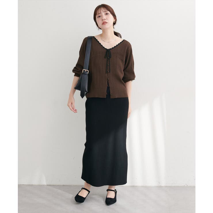 【natural couture】配色リボン透かし編みカーディガン | NICE CLAUP / OLIVE des OLIVE　OUTLET | 詳細画像18 