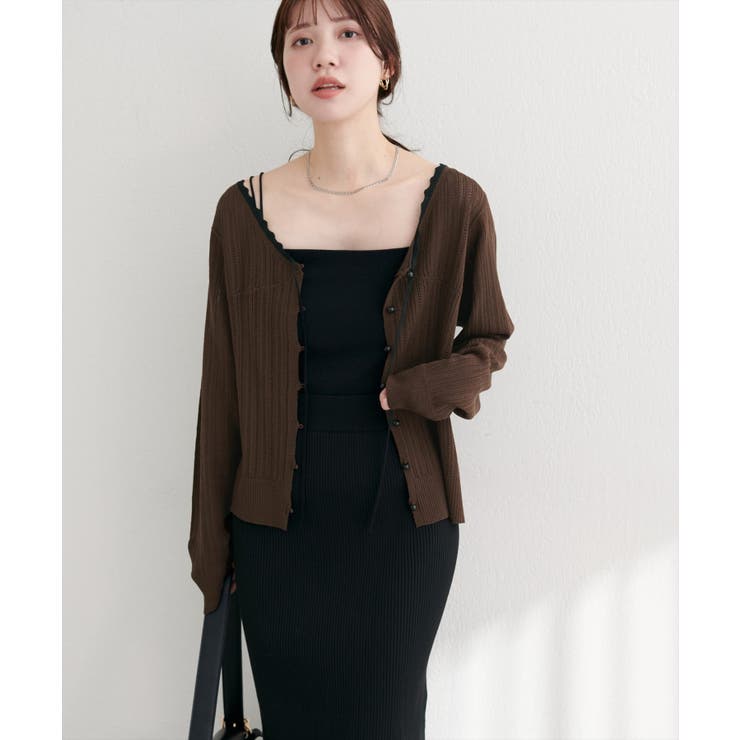 【natural couture】配色リボン透かし編みカーディガン | NICE CLAUP / OLIVE des OLIVE　OUTLET | 詳細画像21 