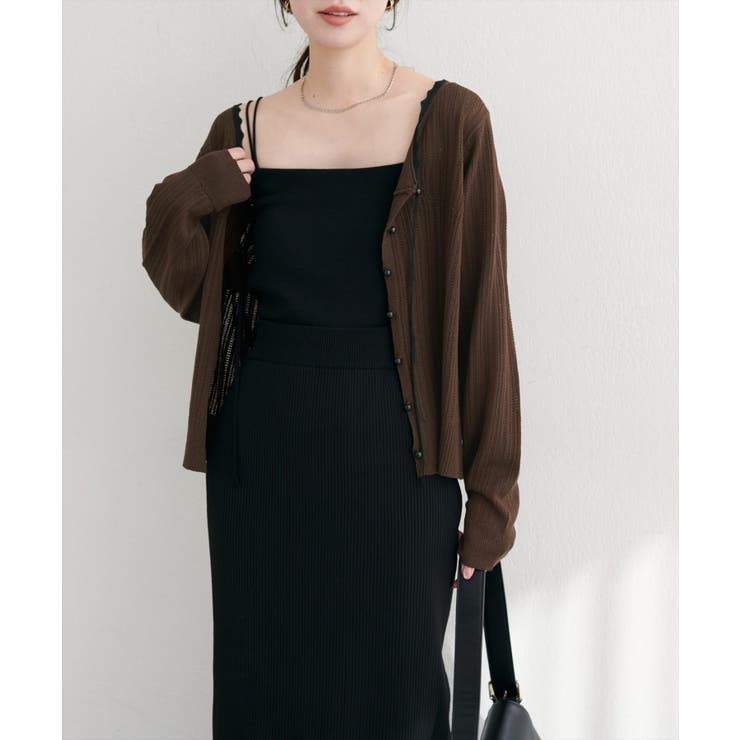 【natural couture】配色リボン透かし編みカーディガン | NICE CLAUP / OLIVE des OLIVE　OUTLET | 詳細画像22 