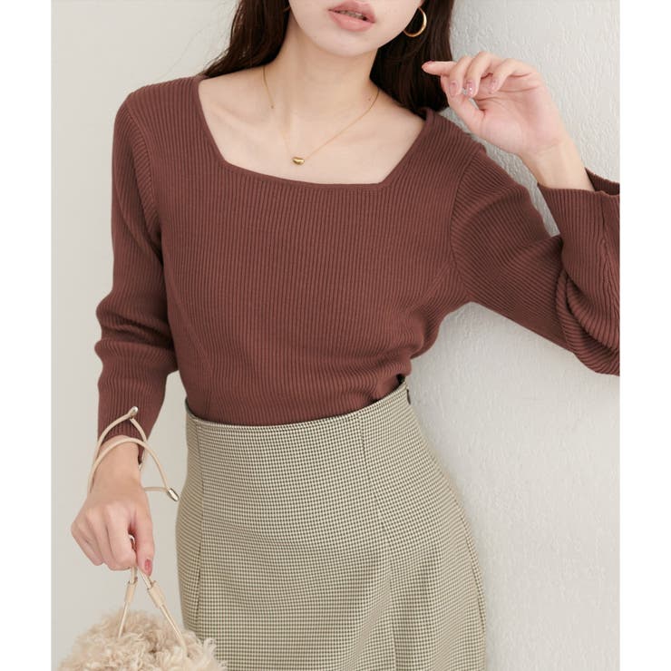 ボルドー | 【natural couture】前後２WAY7分袖リブニット | NICE CLAUP / OLIVE des OLIVE　OUTLET