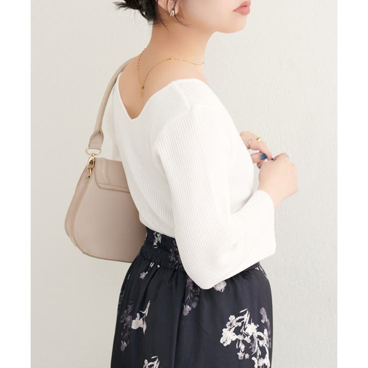 オフ | 【natural couture】前後２WAY7分袖リブニット | NICE CLAUP / OLIVE des OLIVE　OUTLET