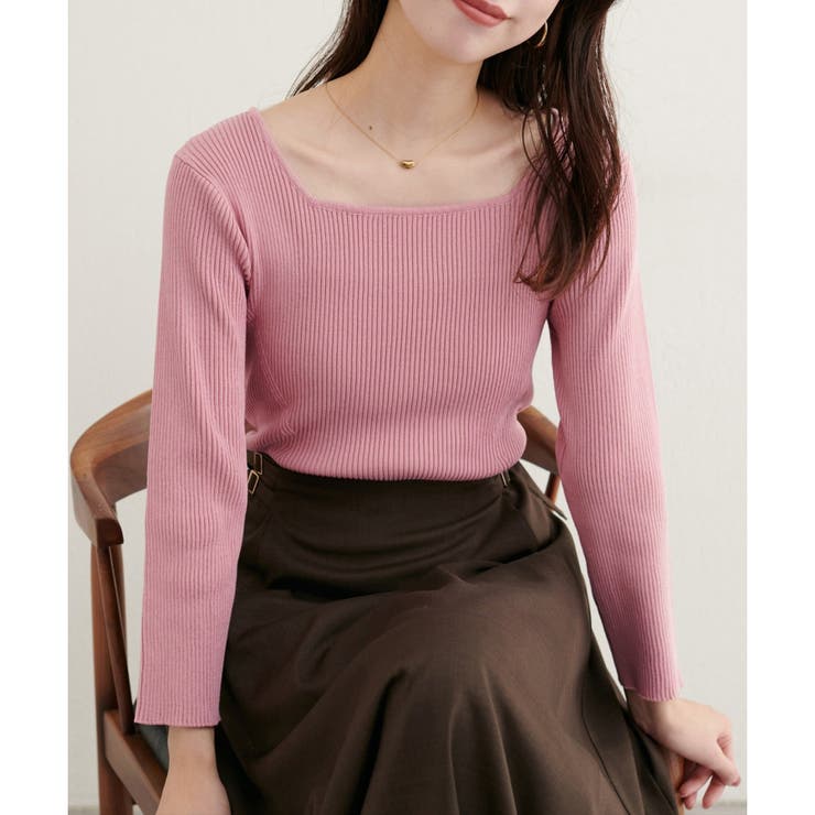 ピンク | 【natural couture】前後２WAY7分袖リブニット | NICE CLAUP / OLIVE des OLIVE　OUTLET