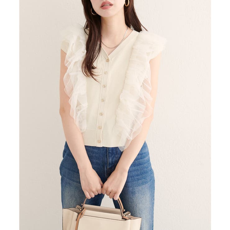 【natural couture】チュールフリルニットベスト | NICE CLAUP / OLIVE des OLIVE　OUTLET | 詳細画像4 