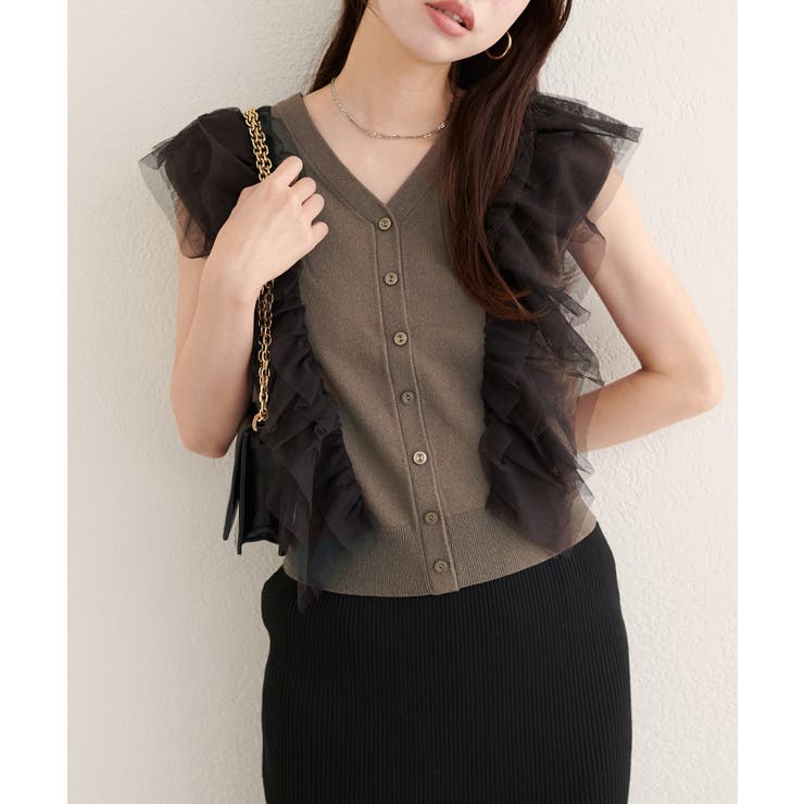 【natural couture】チュールフリルニットベスト | NICE CLAUP / OLIVE des OLIVE　OUTLET | 詳細画像7 