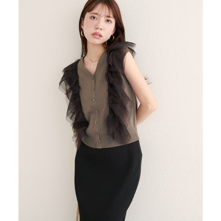 【natural couture】チュールフリルニットベスト | NICE CLAUP / OLIVE des OLIVE　OUTLET | 詳細画像9 