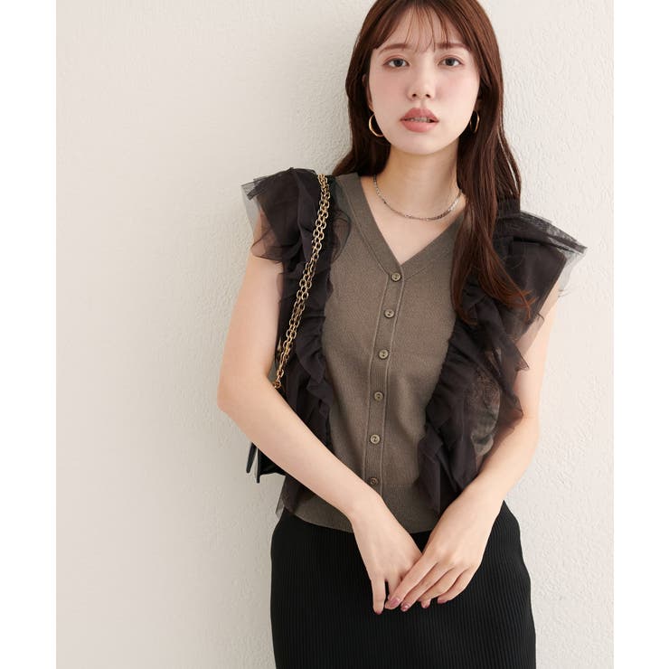【natural couture】チュールフリルニットベスト | NICE CLAUP / OLIVE des OLIVE　OUTLET | 詳細画像10 