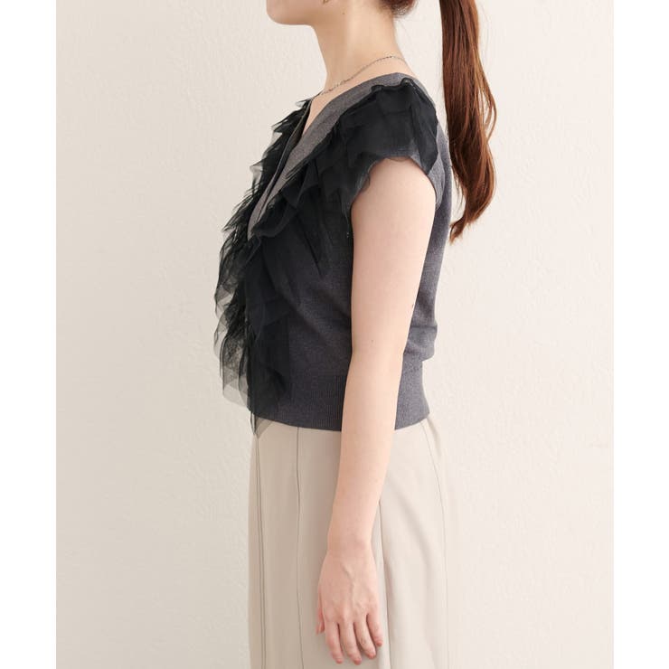 【natural couture】チュールフリルニットベスト | NICE CLAUP / OLIVE des OLIVE　OUTLET | 詳細画像14 
