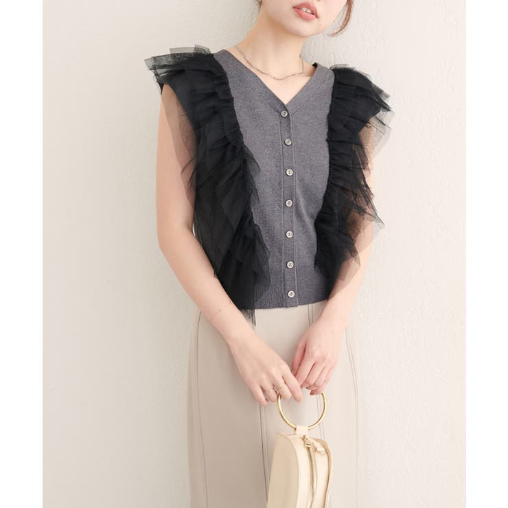 【natural couture】チュールフリルニットベスト | NICE CLAUP / OLIVE des OLIVE　OUTLET | 詳細画像22 