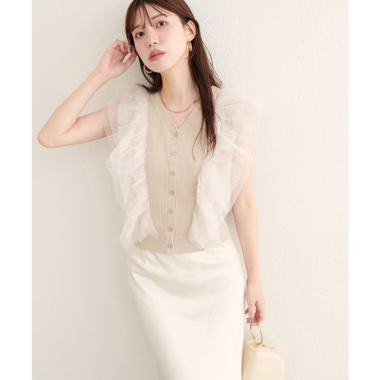 【natural couture】チュールフリルニットベスト | NICE CLAUP / OLIVE des OLIVE　OUTLET | 詳細画像23 