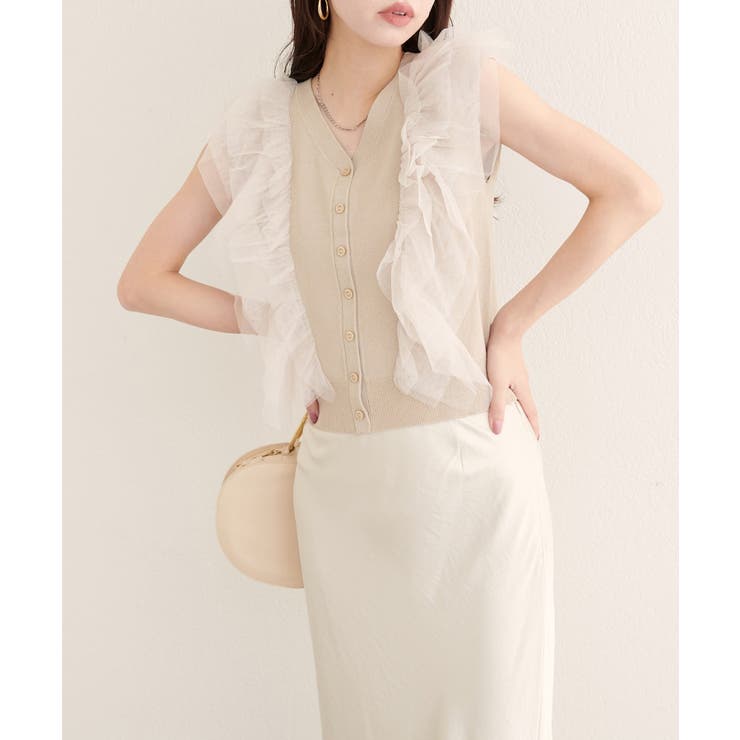 【natural couture】チュールフリルニットベスト | NICE CLAUP / OLIVE des OLIVE　OUTLET | 詳細画像24 