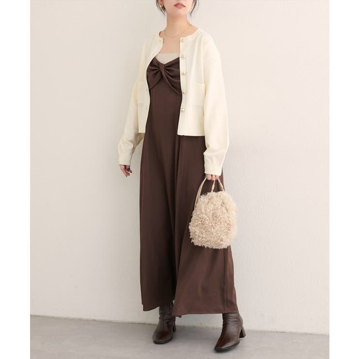 【natural couture】ぷっくり金釦ポケ付きカーデ | NICE CLAUP / OLIVE des OLIVE　OUTLET | 詳細画像2 