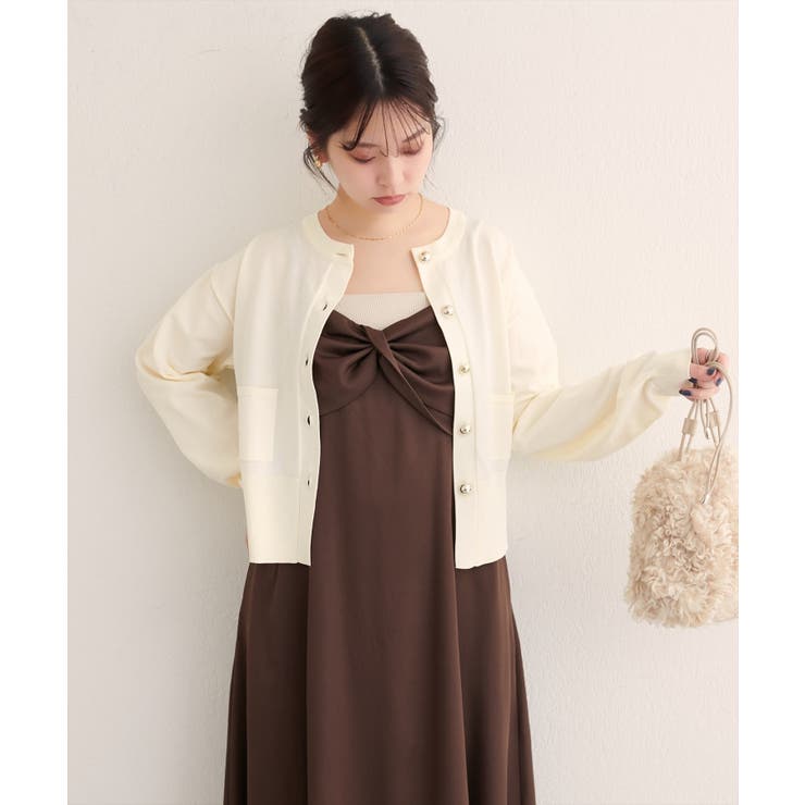 【natural couture】ぷっくり金釦ポケ付きカーデ | NICE CLAUP / OLIVE des OLIVE　OUTLET | 詳細画像4 