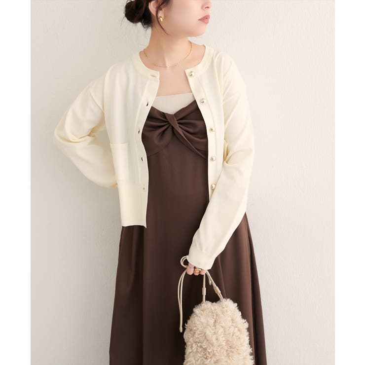 【natural couture】ぷっくり金釦ポケ付きカーデ | NICE CLAUP / OLIVE des OLIVE　OUTLET | 詳細画像5 