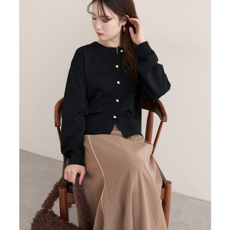 【natural couture】ぷっくり金釦ポケ付きカーデ | NICE CLAUP / OLIVE des OLIVE　OUTLET | 詳細画像12 