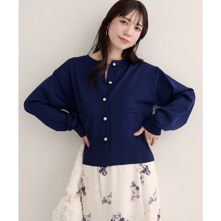 【natural couture】ぷっくり金釦ポケ付きカーデ | NICE CLAUP / OLIVE des OLIVE　OUTLET | 詳細画像18 