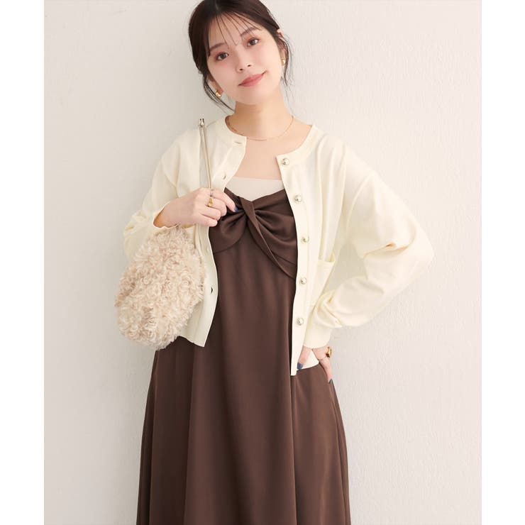 オフ | 【natural couture】ぷっくり金釦ポケ付きカーデ | NICE CLAUP / OLIVE des OLIVE　OUTLET