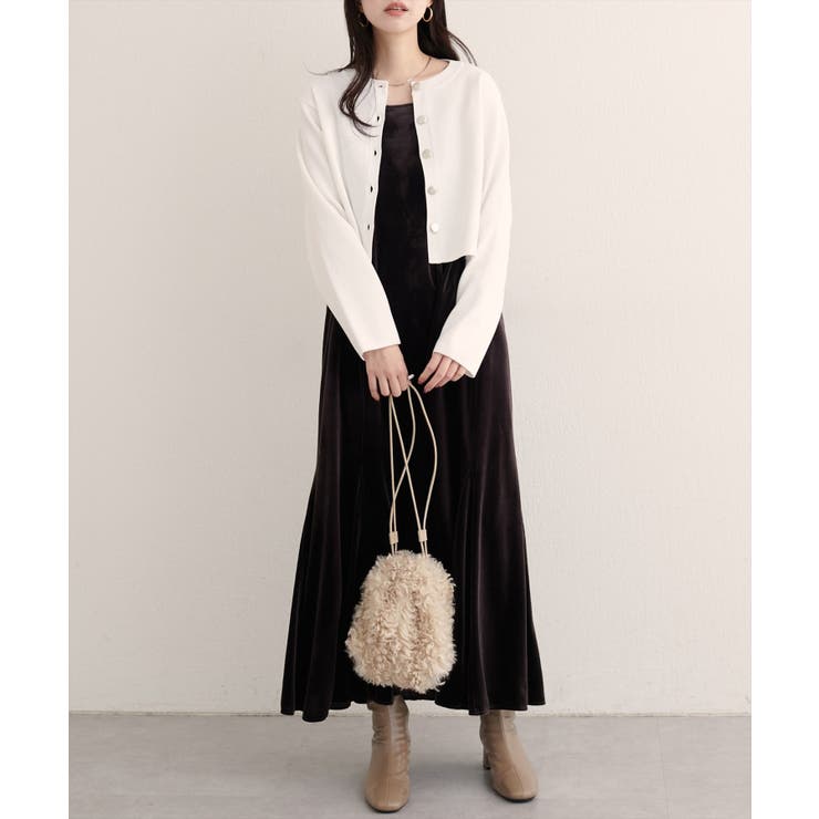 【natural couture】クロップド丈リブカラーカーディガン | NICE CLAUP / OLIVE des OLIVE　OUTLET | 詳細画像2 