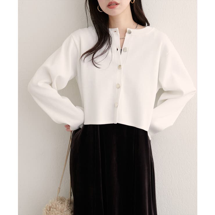 【natural couture】クロップド丈リブカラーカーディガン | NICE CLAUP / OLIVE des OLIVE　OUTLET | 詳細画像4 