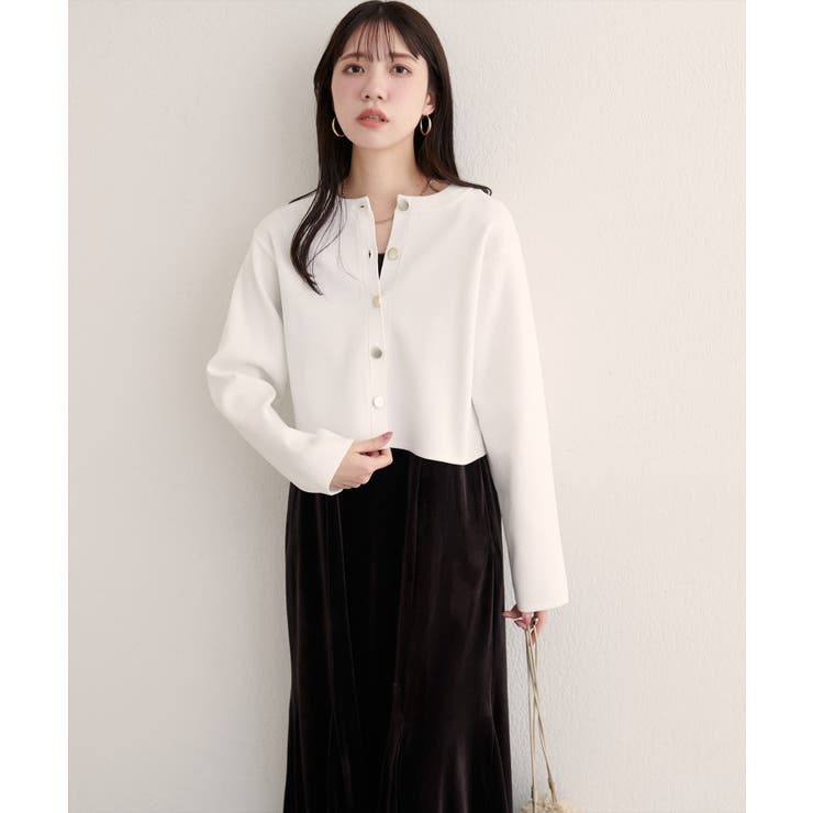 【natural couture】クロップド丈リブカラーカーディガン | NICE CLAUP / OLIVE des OLIVE　OUTLET | 詳細画像5 