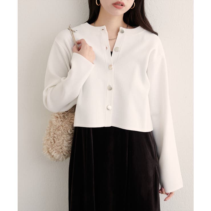 【natural couture】クロップド丈リブカラーカーディガン | NICE CLAUP / OLIVE des OLIVE　OUTLET | 詳細画像6 