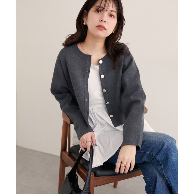 【natural couture】クロップド丈リブカラーカーディガン | NICE CLAUP / OLIVE des OLIVE　OUTLET | 詳細画像19 