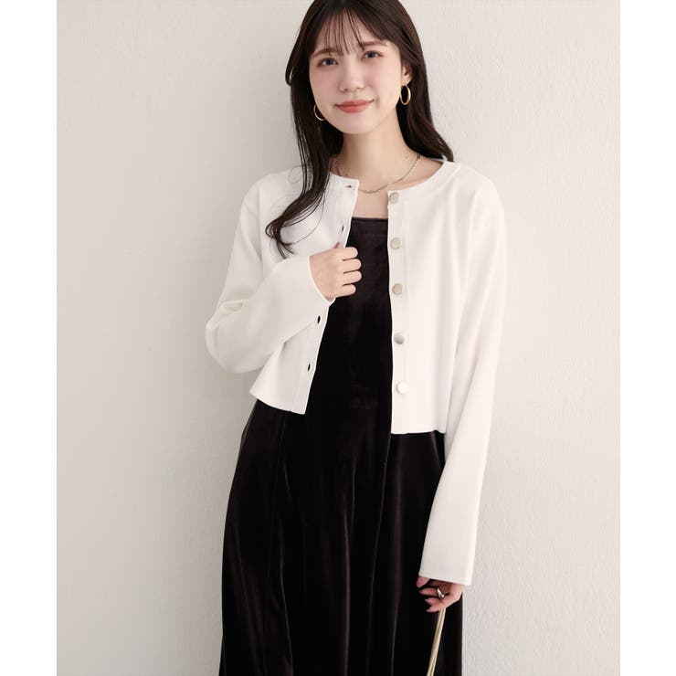 オフ | 【natural couture】クロップド丈リブカラーカーディガン | NICE CLAUP / OLIVE des OLIVE　OUTLET