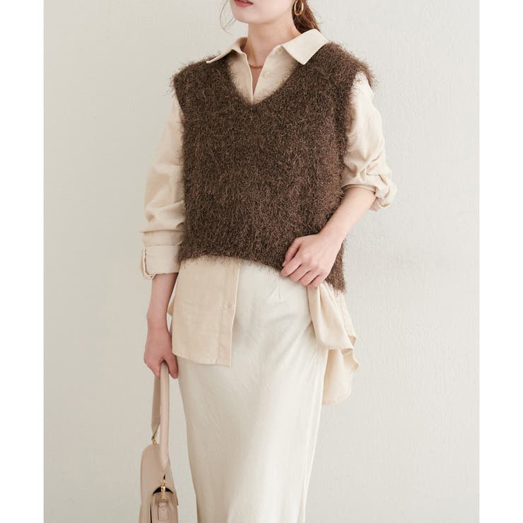 【natural couture】フェザーヤーンVネックベスト | NICE CLAUP / OLIVE des OLIVE　OUTLET | 詳細画像19 