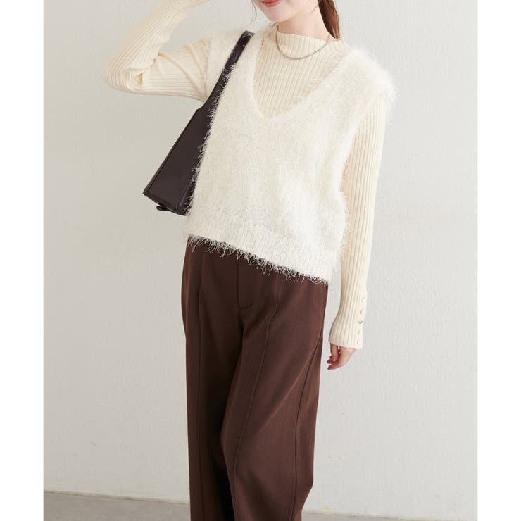 【natural couture】フェザーヤーンVネックベスト | NICE CLAUP / OLIVE des OLIVE　OUTLET | 詳細画像4 