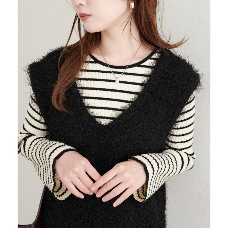 【natural couture】フェザーヤーンVネックベスト | NICE CLAUP / OLIVE des OLIVE　OUTLET | 詳細画像11 